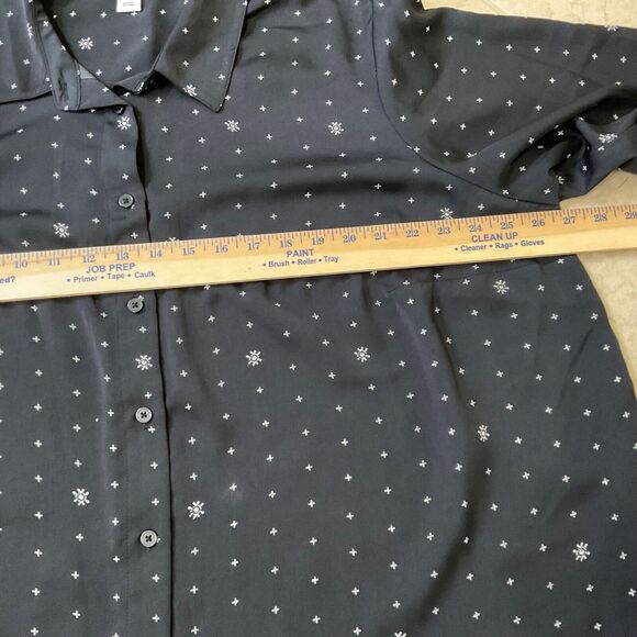 Ava & Viv career blouse plus size 3X black w star print long sleeve button up - Picture 6 of 12